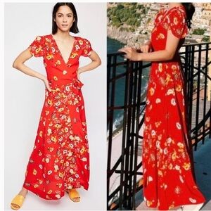 Free People Jess Floral Wrap Maxi Dress Flower